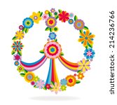 Peace sign made of flowers vector illustration