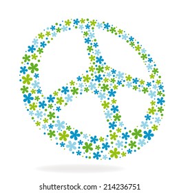 Peace sign made of flowers vector illustration