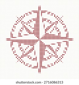 peace sign made of red dots on white background