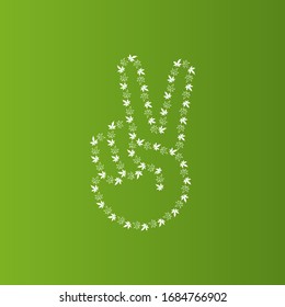 Peace sign with marijuana leaves vector background  illustration