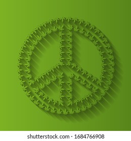 Peace sign with marijuana leaves vector background  illustration