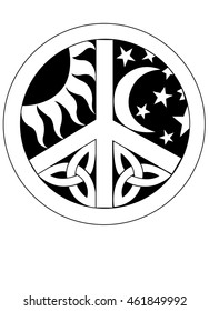 Peace sign mix symbol vector.