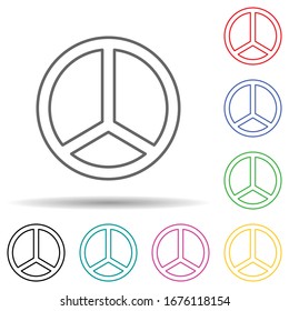 Icono de conjunto multicolor de signo de paz. Línea delgada simple, contorno vector de iconos de derechos humanos para ui y ux, sitio web o aplicación móvil