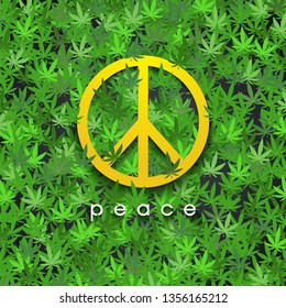 Peace Sign On Cannabis Leaves Stock Vector (Royalty Free) 1356165212 ...