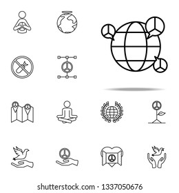 peace sign on globe icon. human rights icons universal set for web and mobile