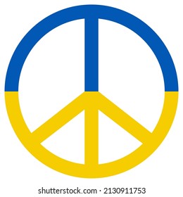 Peace sign peaceful, flag ukraine, blue yellow color anti war, peaceful,  conciliatory