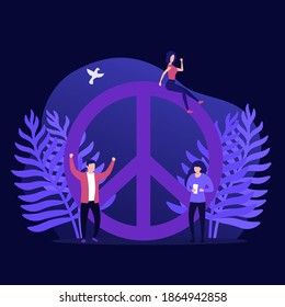 peace sign and people, vector art