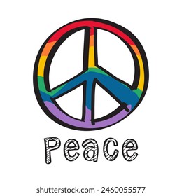 Peace sign in rainbow colors gay. Lesbian, LGBTQ. Support LGBTQ concept. 
LGBT pride month celebrations concept. Illustration, Poster, Vector, Background or wallpaper. 