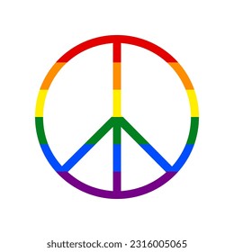 Peace sign. Rainbow gay LGBT rights colored Icon at white Background. Illustration.