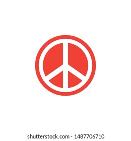 Peace Sign Red Icon On White Background. Red Flat Style Vector Illustration.