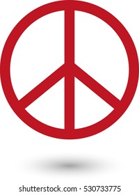 Peace sign - red vector  icon with shadow