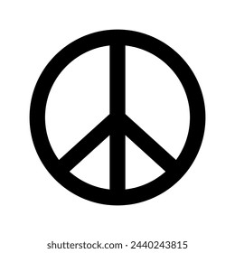 Peace sign, religious symbol. Pacificist pictogram of traditional culture of worship and veneration. Simple black and white vector isolated on white background