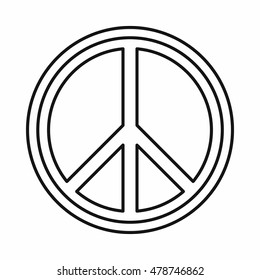 Peace sign round icon in outline style isolated on white background. Vector illustration
