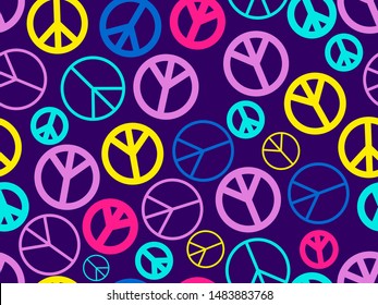 Peace Sign Seamless Pattern. The International Symbol Of Peace And Pacifists, Anti-war. Vector Illustration