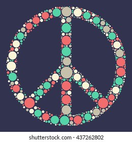Peace sign shape vector design by color point