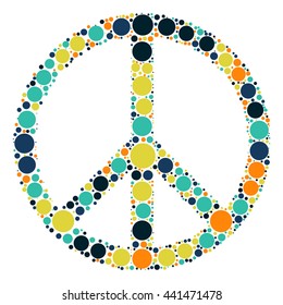 Peace sign shape vector design by color point