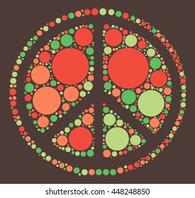 Peace sign shape vector design by color point