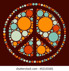 Peace sign shape vector design by color point