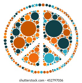 Peace sign shape vector design by color point