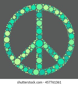 Peace sign shape vector design by color point