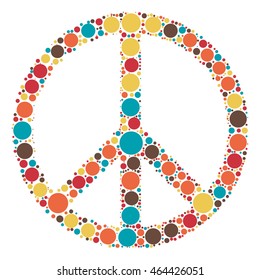 Peace sign shape vector design by color point