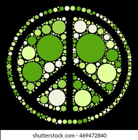 Peace sign shape vector design by color point