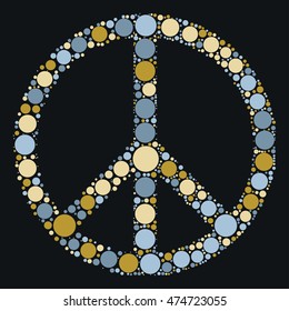 Peace sign shape vector design by color point