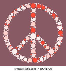 Peace sign shape vector design by color point