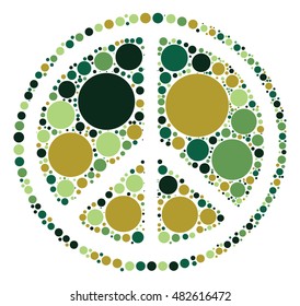 Peace sign shape vector design by color point