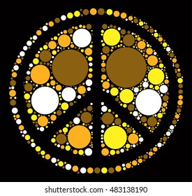 Peace sign shape vector design by color point