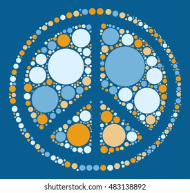 Peace sign shape vector design by color point
