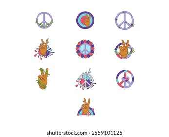 Peace Sign Symbol  Element Set