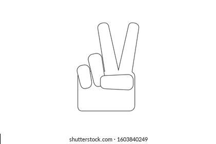 Peace sign as a symbol of friendship in the vector format. Peace sign finger symbol  in black and white colour. Simple peace sign icon consist of six rectangle.