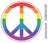 Peace Sign and Symbol Icon. Colour Vector. LGBT Flag Peace Concept. Rainbow Design.