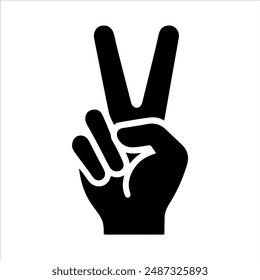 Peace sign symbol silhouette on white background. Hand gesture icon sign vector illustration design.