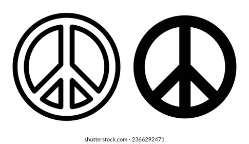 Peace Sign Symbol vector icon set in black color. Suitable for apps and website UI designs