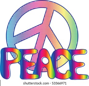 PEACE sign and PEACE text