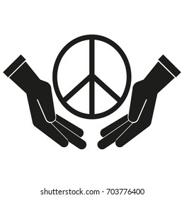 Peace Sign Vector black icon on white background