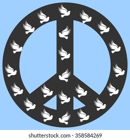 Peace sign - vector. doves in a circle