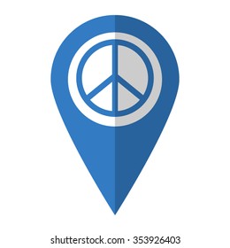 Peace sign - vector icon; blue map  pointer