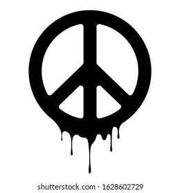 Peace sign. Vector peace icon. Drips of paint. Peace print