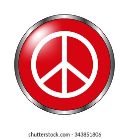 Peace sign - vector icon on the  red button
