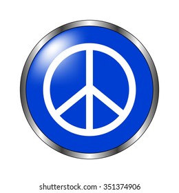 Peace sign - vector icon on the blue button