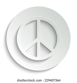 Peace sign - vector icon with shadow on a round button