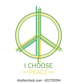 peace sign, vector t-shirt design, print, i choose peace, isolated on white, vector illustration