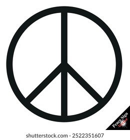 Peace sign vector. Peace Sign For Websites And Apps. Vector Icon. Isolated On white Background. Fat peace sign love vector, Vector illustration of the outline of a peace sign.