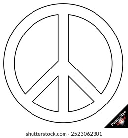 Peace sign vector. Peace Sign For Websites And Apps. Vector Icon. Isolated On white Background. Fat peace sign love vector, Vector illustration of the outline of a peace sign.