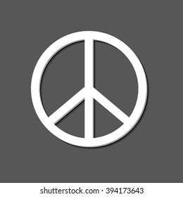 Peace sign - white vector icon  with shadow