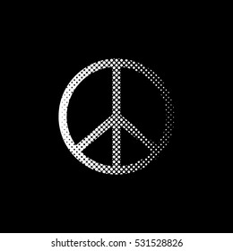 Peace sign - white vector icon;  halftone illustration