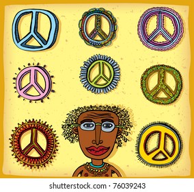 peace signs and Aboriginal illustration